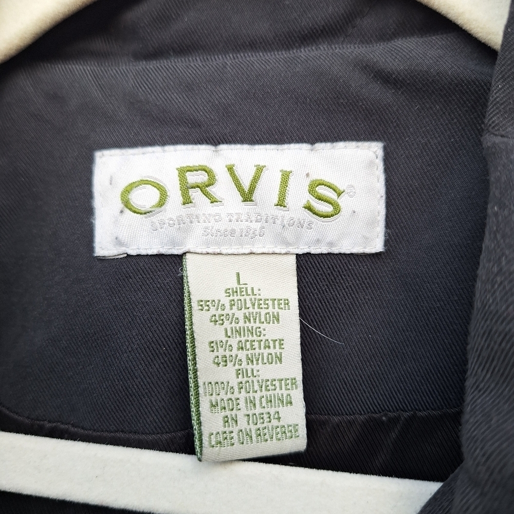 ORVIS Womens Quilted Black Coat Jacket Button Up Lined Size Large - Picture 5 of 6